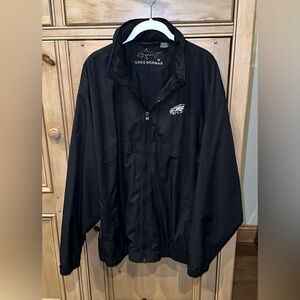 NFL PHILADELPHIA EAGLES 🦅 Embroidered Logo Windbreaker Hidden Hood Jacket Large